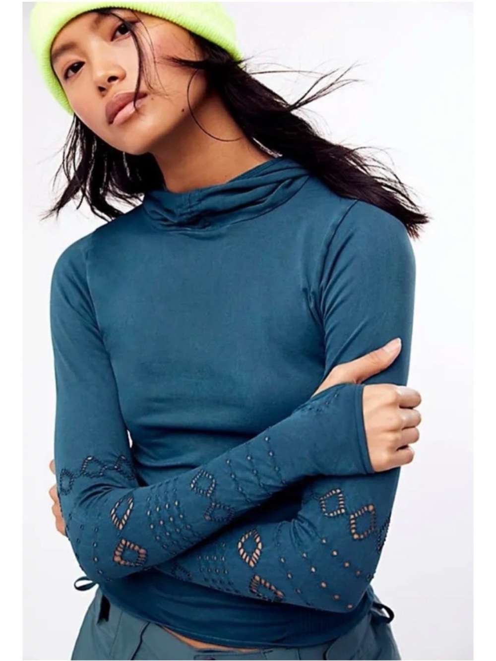 Free People Movement Good Karma Hoodie in Alaskan Night XS/S.